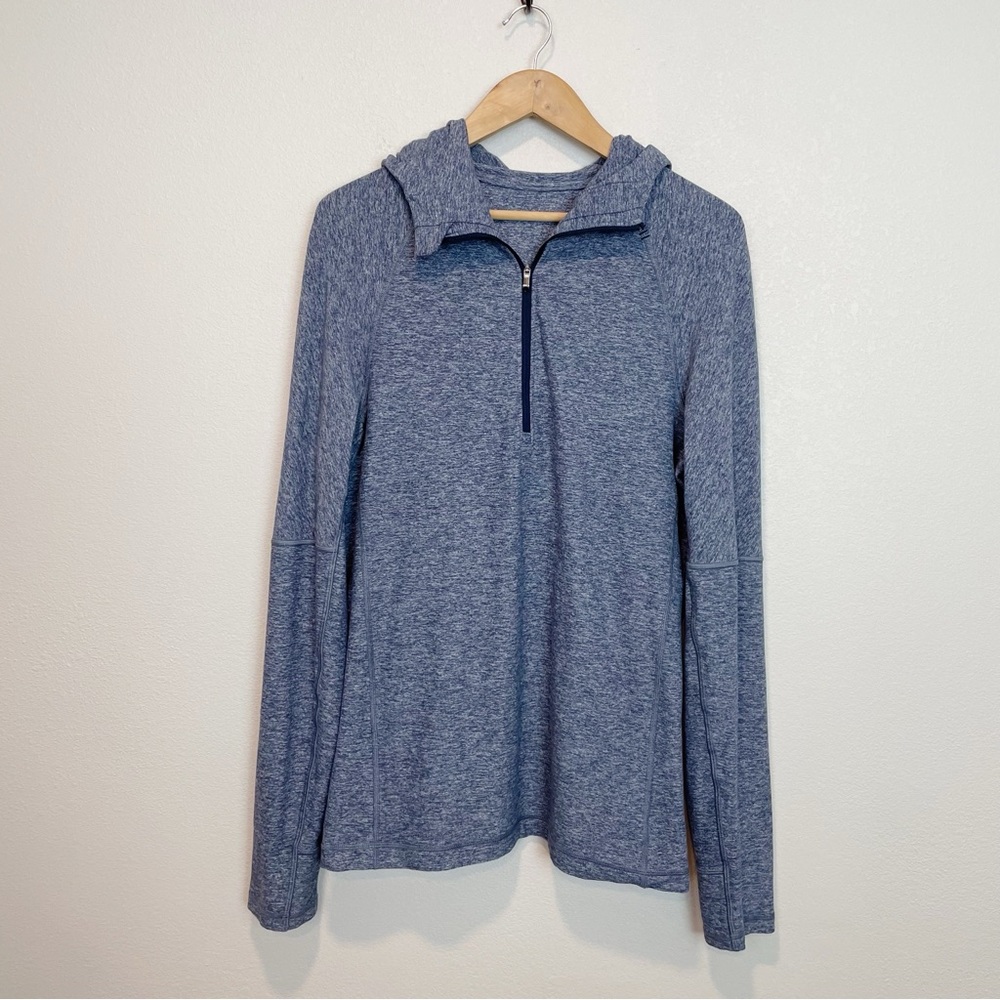 Men’s Lululemon Surge Tech Half Zip Hoodie Sweatshirt Heathered Blue Size Large